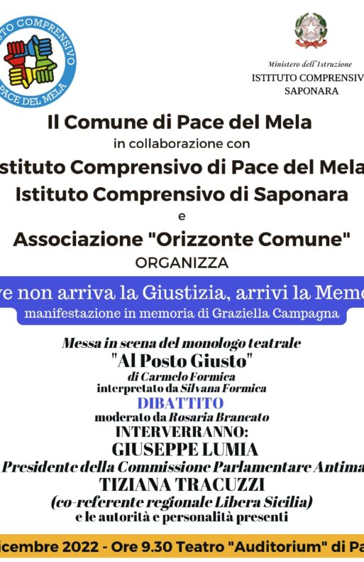 Dove non arriva la Giustizia, arrivi la Memoria – Manifestazione in memoria di Graziella Campagna