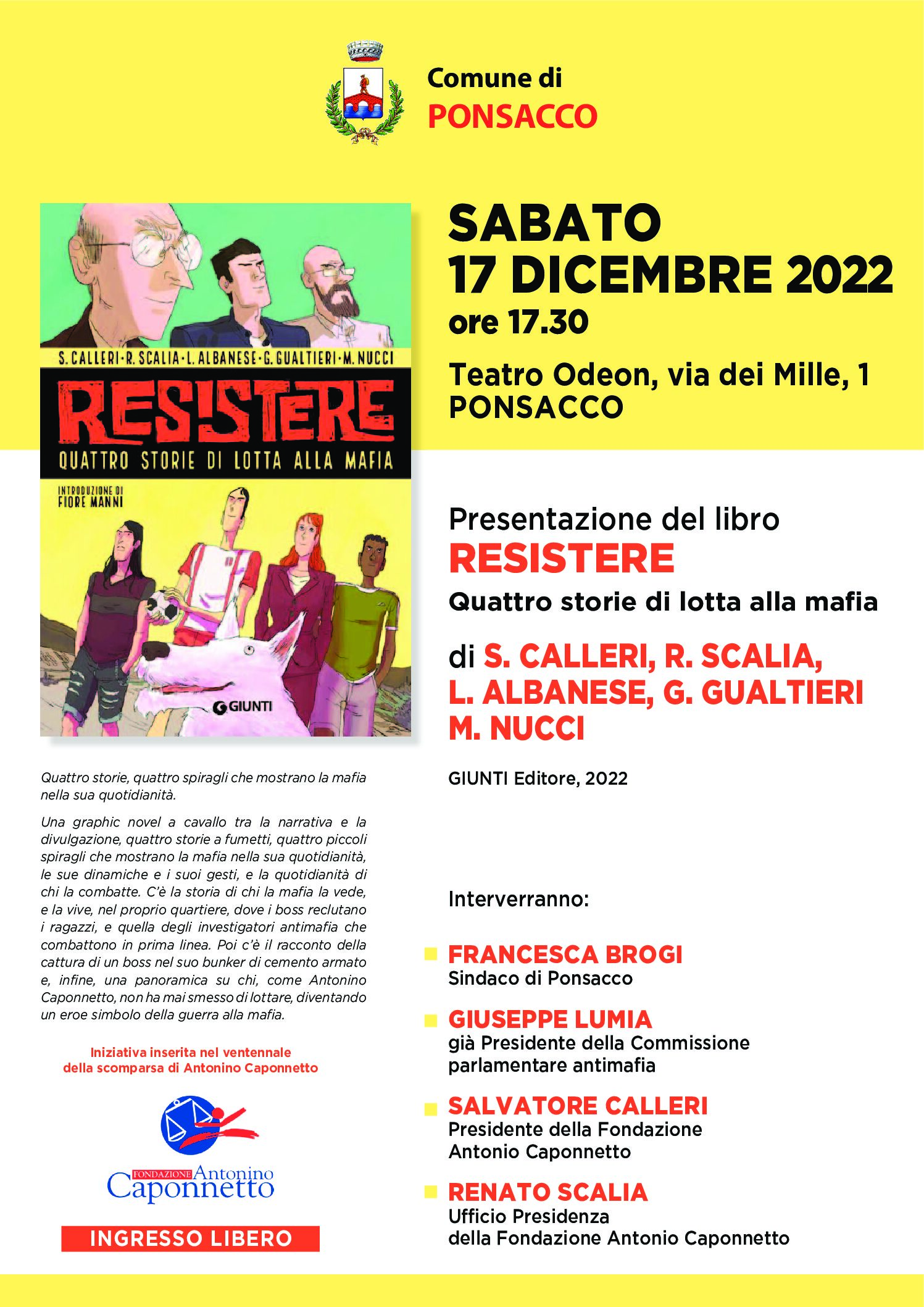 Presentazione del Libro “RESISTERE: quattro storie di lotta alla mafia”