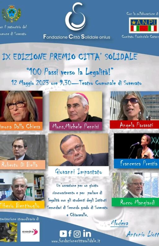 IX EDIZIONE PREMIO CITTA’ SOLIDALE – 100 Passi verso la Legalità!