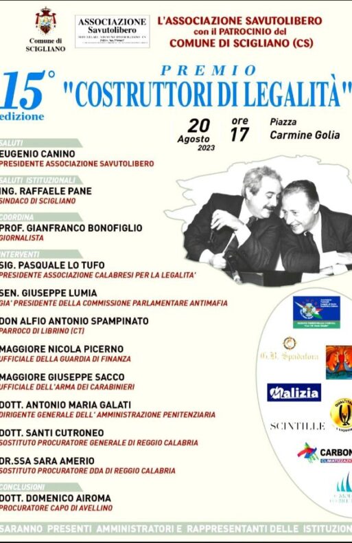 XV° EDIZIONE PREMIO “COSTRUTTORI DI LEGALITA'”