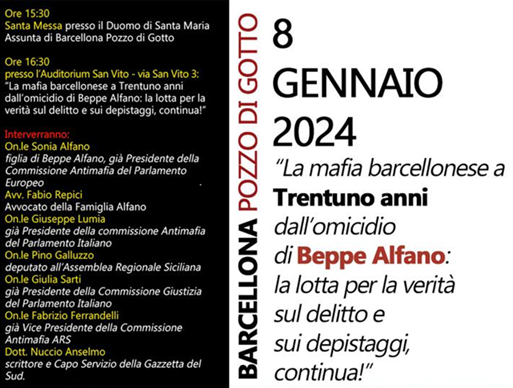LA MAFIA BARCELLONESE A 31 ANNI DALL’OMICIDIO DI BEPPE ALFANO: LA LOTTA PER LA VERITA’ SUL DELITTO E SUI DEPISTAGGI CONTINUA!